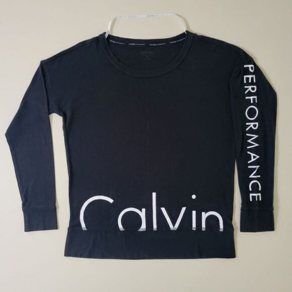 Calvin Klein Performance Black Crew Long Sleeve Crop Top - Picture 2 of 14